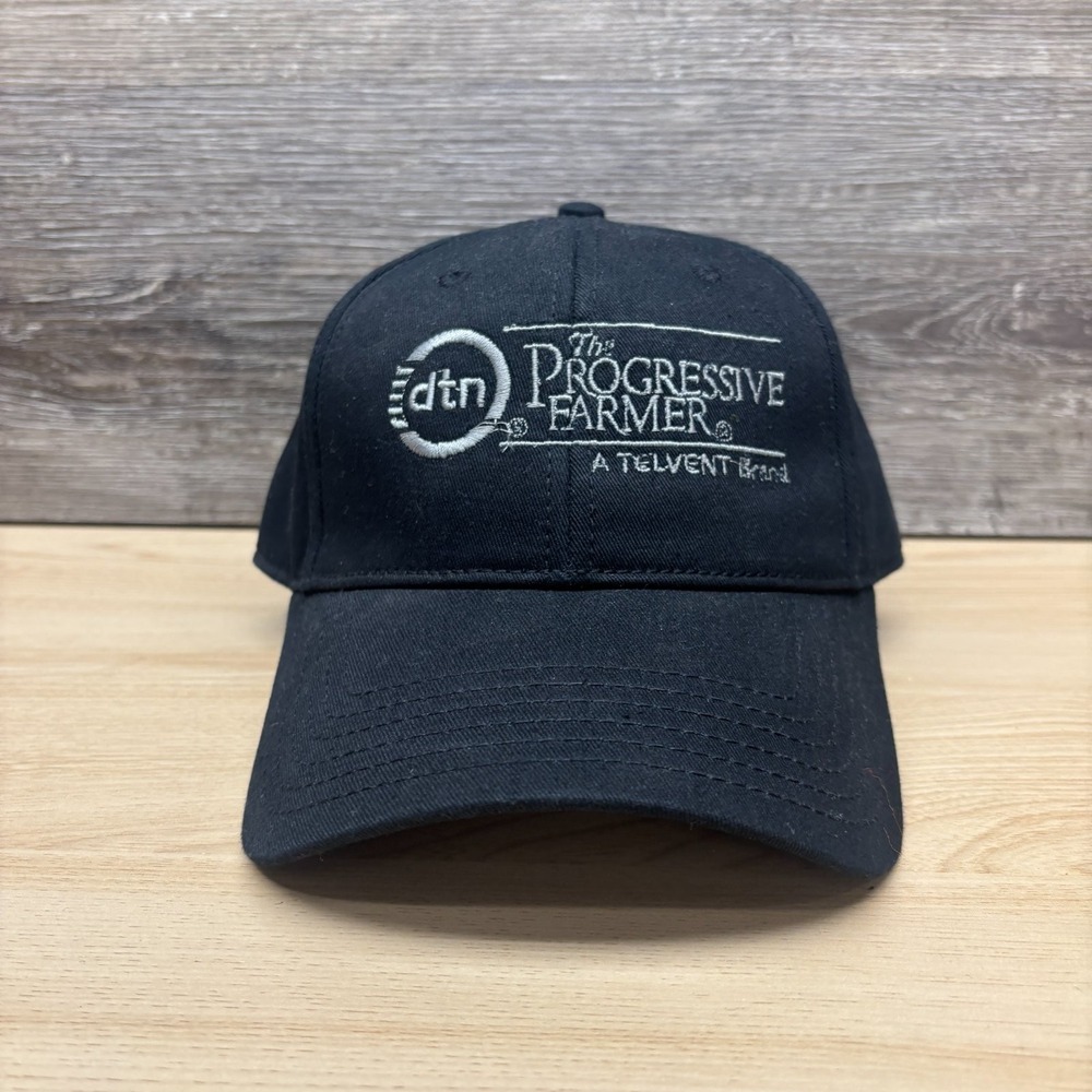 DTN Progressive Farmer Hat Cap Strap Back Black Agriculture Telvent Agribusiness